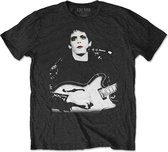 Lou Reed Heren Tshirt -L- Bleached Photo Zwart