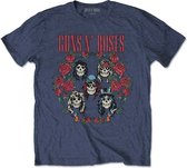 Guns N' Roses Heren Tshirt -2XL- Skulls Wreath Blauw