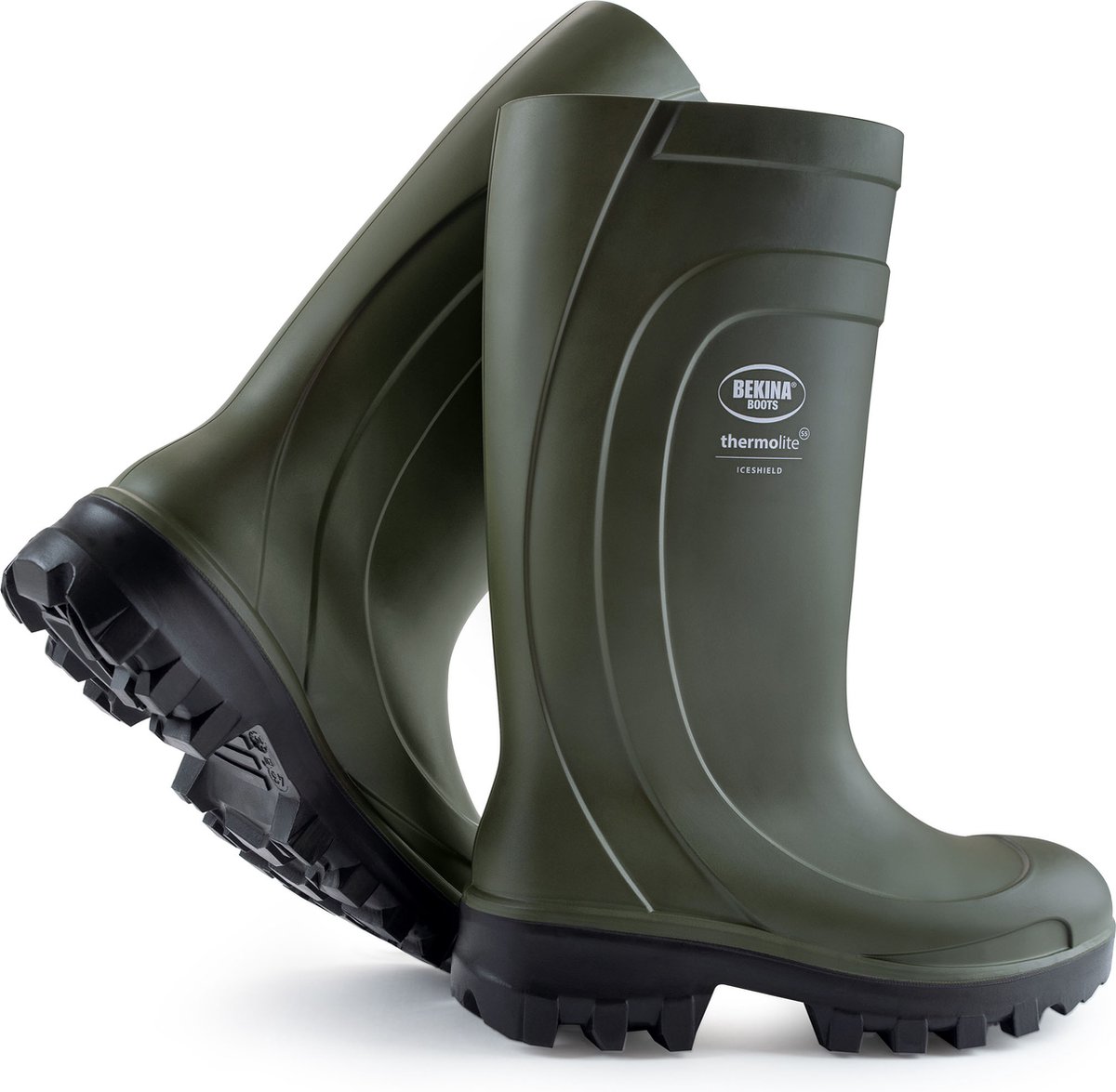 Veiligheidslaarzen voor heren en dames met stalen neus en stalen zool, antislip, brede pasvorm, winterlaarzen isolerend tot - 50 graden, schokabsorberende hiel, groen, EU 46