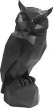 Lucy's Living Luxe Beeld OWL Zwart – 15 x 17 x 33 cm - polyresin - decoratie - woonaccessoires - interieur – beeld – krokodil – wanddecoratie – abstract – zwart – wit