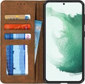 Samsung Galaxy S22 Plus Hoesje Pasjes Book Case Kunstleer Bruin