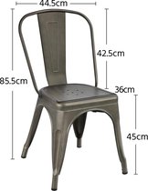 Furnibella - Set van 4 barstoelen, bistrostoelen, stapelbare stoelen, metalen stoelen, stoel in industrieel design, stapelbaar