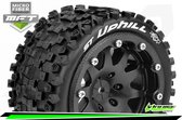 Louise RC - MFT - ST-UPHILL - 1-10 Monster Truck Bandenset - Gemonteerd - Sport - 2.8 Bead-Lock Velgen Zwart - 1/2-Offset - Zeskant 14mm - L-T3313SBM