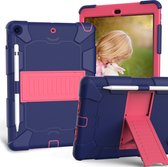 Mobigear Tablethoes geschikt voor Apple iPad 8 (2020) Hardcase Backcover | Mobigear ShieldStand + Stylus Houder | Schokbestendig iPad 8 (2020) Telefoonhoesje | Anti Shock Proof + Standaard - Blauw /Roze | Blauw,roze