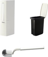 Touch Prullenbak Toilet - 3 in 1 - Slanke Afvalbak Badkamer - Verborgen Toiletborstel - Met Deksel - Vuilnisbak WC