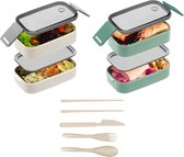 Lubox Premium Bento Box - Duurzame lunchbox voor kinderen en volwassenen - Lekvrij - Vriezer- en magnetronbestendig - uitneembaar RVS vershoud bakjes - vaatwasserbestendig