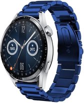 Stalen Smartwatch bandje - Geschikt voor  Huawei Watch GT 3 46mm stalen band - blauw - 46mm - Strap-it Horlogeband / Polsband / Armband