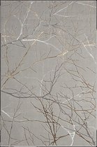Laagpolig Takkendesing Vloerkleed Grijs/Goud-80 x 150 cm