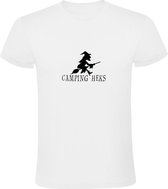 Camping Heks | Heren T-shirt | Zwart | Bezem | Heksen | Witch | Halloween | Magie | Fantasie | Harry Potter | School