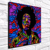 Pop Art Jimi Hendrix Canvas - 70 x 70 cm - Canvasprint - Op dennenhouten kader - Geprint Schilderij - Popart Wanddecoratie
