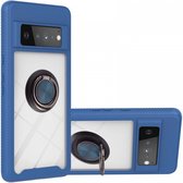 Google Pixel 6 Pro Hoesje Schokbestendig Kickstand Back Cover Blauw