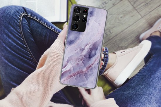 Coque Samsung Galaxy S21 Ultra - Natuursteen - Violet - Pierres précieuses et minéraux - Siliconen