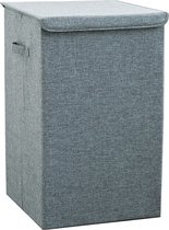 Unever Wasmand Katoen Grijs - Ruime Wassorteerder - Wasbox - Inklapbaar - Wasmanden Met Deksel - Opbergmand - Badkamer Mand - 40x63 cm