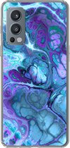 Telefoonhoesje Geschikt voor OnePlus Nord 2 5G hoesje - Kunst - Golf - Blauw - Psychedelisch - Siliconen Telefoonhoesje