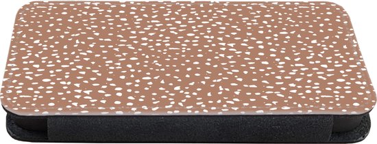 iPhone 11 Wallet Case bookcase phone case - Dots - Wit - Marron - Avec compartiments - Etui portefeuille avec fermeture magnétique