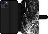 Telefoonhoesje Geschikt voor iPhone 13 telefoonhoesje - Marmer print - Steen - Luxe - Met vakjes - Wallet case met magneetsluiting