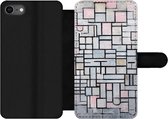 Bookcase Geschikt voor iPhone 7 telefoonhoesje - Compositie 6 - Mondriaan - Kunst - Met vakjes - Wallet case met magneetsluiting