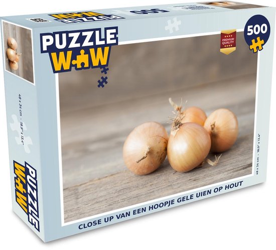 Puzzel 500 stukjes Ui - Close up van een hoopje gele uien op hout -  PuzzleWow heeft... | bol