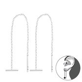 Oorbellen dames | Hangers | Zilveren oorbellen, kettinkje met staafje | WeLoveSilver