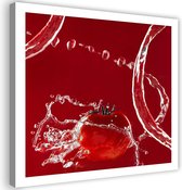 Schilderij Tomaat in water, 80x80cm, rood/wit