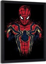 Foto in frame , Spiderman in rood , zwart rood , 70x100cm , wanddecoratie , Premium Print