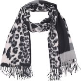 Dielay - Zachte Sjaal - Ruit en Panterprint - 180x70 cm - Grijs