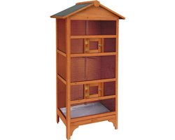 Volière Classic Nevada Bruin – houten volière voor buiten & binnen – 78x57x157,5 cm – Flamingo vogelkooi hout