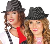 Zwarte trilby gangster/maffia verkleed hoed met krijtstreep voor volwassenen