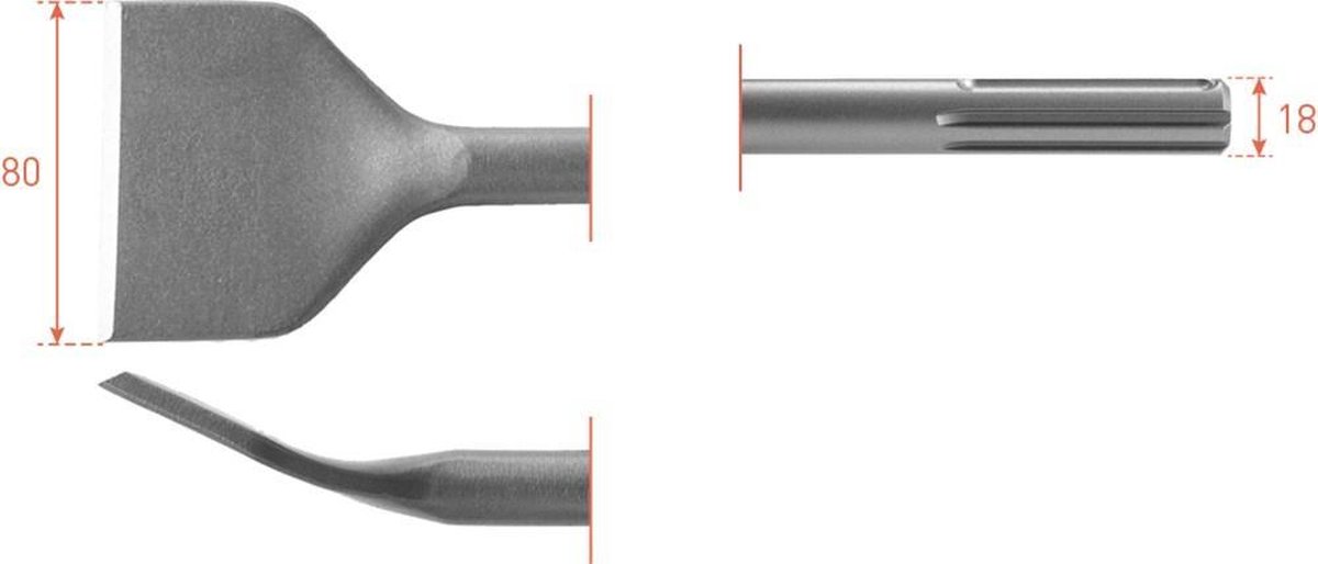 SDS-MAX Tegelbeitel gebogen 80x300mm - 2151027