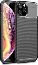 Carbon Fibre - Hoesje TPU Flexibele beschermhoes - Geschikt voor: iPhone 11 Pro -  zwart