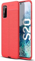 Litchi Fibre Hoesje TPU Flexibele beschermhoes - Geschikt voor: Samsung Galaxy Note 10 Lite - rood