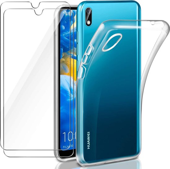 Coque en silicone transparente pour Huawei Y5 2019 avec 2 protections  d'écran en verre... | bol.com