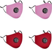 4 stuks Herbruikbare Mondkapje - Valve mondmasker zwart & roze