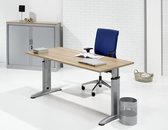 Hoogte verstelbaar bureau T- Poot Work breed 80CM diep 80CM bladkleur Ahorn framekleur Aluminium (RAL9006)