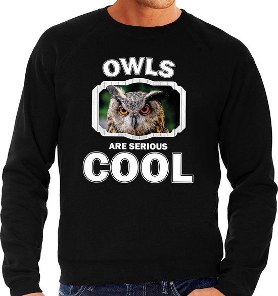 Dieren uilen sweater zwart heren - owls are serious cool trui - cadeau  sweater uil/... | bol.com