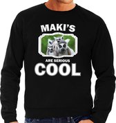 Dieren maki apen sweater zwart heren - makis are serious cool trui - cadeau sweater maki/ maki apen liefhebber L