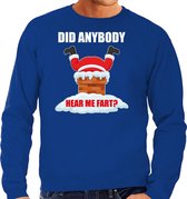 Fun Kerstsweater / Kersttrui  Did anybody hear my fart blauw voor heren - Kerstkleding / Christmas outfit L