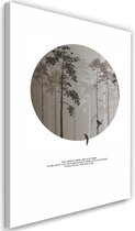 Schilderij Vogels in het bos, 2 maten, grijs/wit, Premium print