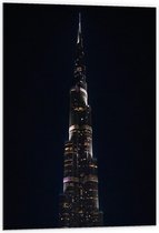 Dibond - Dubai Fontein in het Donker - 60x90cm Foto op Aluminium (Wanddecoratie van metaal)
