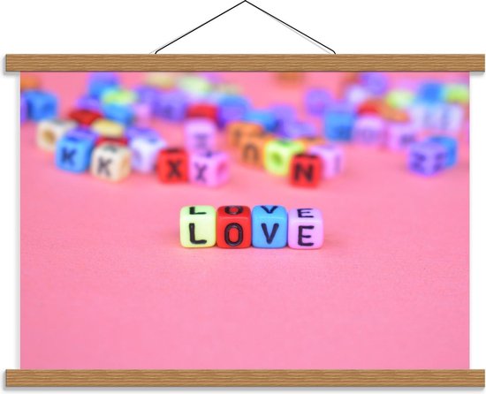 Schoolplaat – Gekleurde 'Love' Letters - 60x40cm Foto op Textielposter (Wanddecoratie op Schoolplaat)