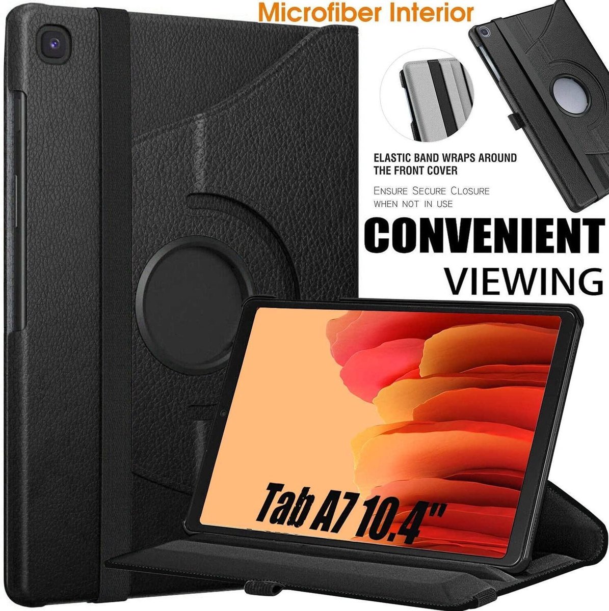 Samsung Galaxy Tab A7 10.4 (2020) Hoes bookcase - Galaxy Tab A7 360 draaibare Hoesje - Zwart