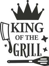 Muursticker king of the grill in de kleur zwart