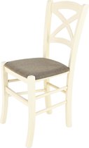 Tommychairs Cross - Eetkamerstoel - 1 Stuk - Wit & Beige - Stof & Hout