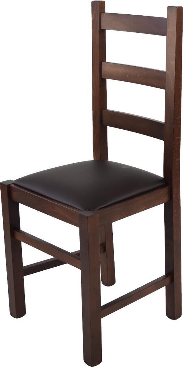 Tommychairs Rustica - Eetkamerstoel - 1 Stuk - Licht Walnoot - Kunstleer & Hout