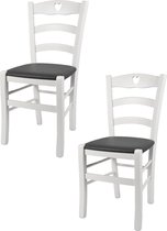 Tommychairs Cuore - Eetkamerstoelen - Set van 2 - Wit - Kunstleer & Hout