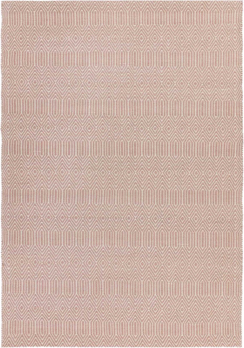 Easy Living - Sloan-Pink Vloerkleed - 160x230  - Rechthoek - Laagpolig Tapijt - Modern - Roze, Wit
