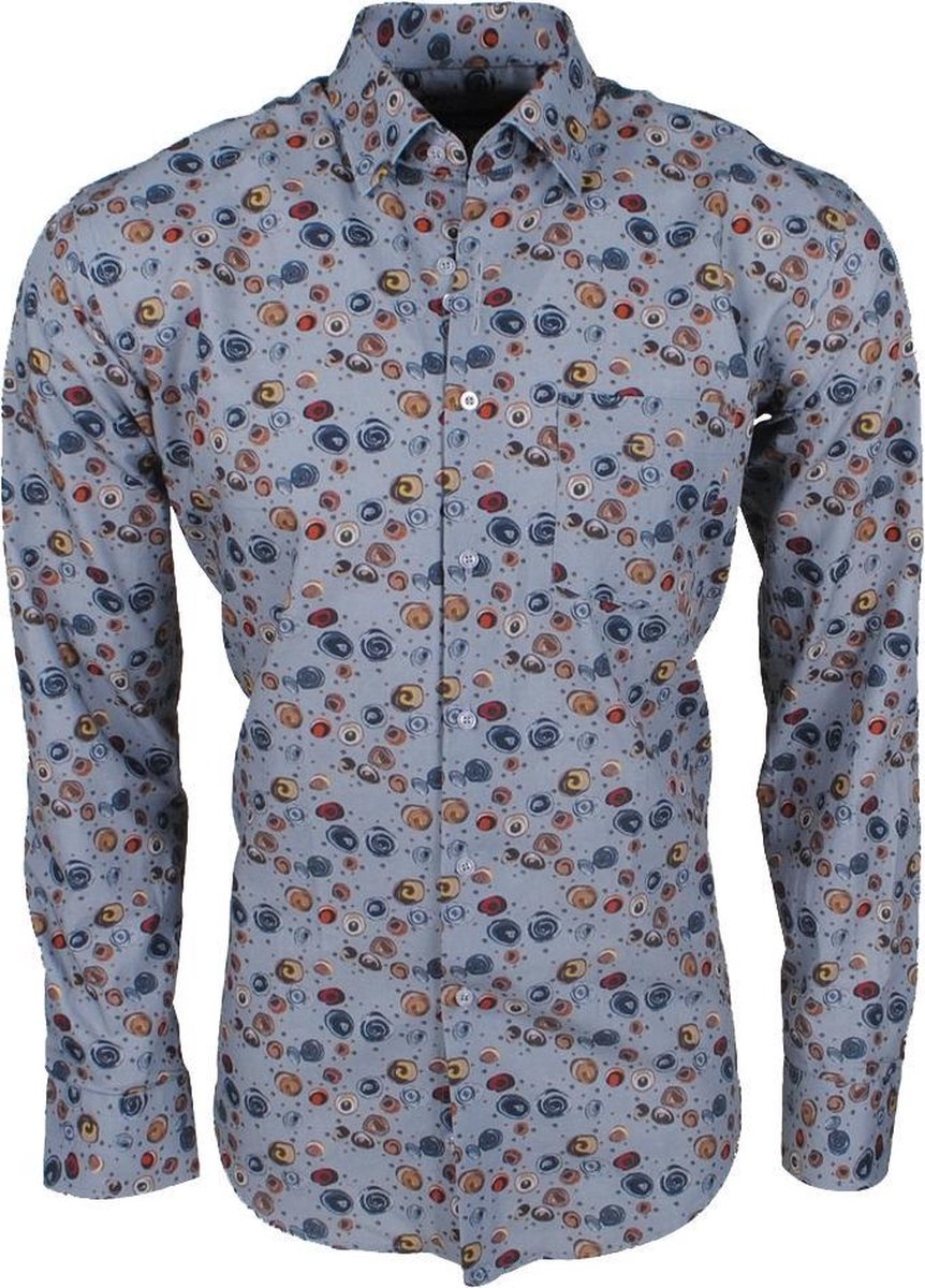 Ferlucci Heren Overhemd met Trendy Design - Calabria - Stretch - Grijs