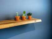 Zwevende wandplank eiken transparant geolied - 100x20x32 - Massief eikenhouten wandplank zwevend - Zwevende boekenplank - Fotoplank - Wandplank hout