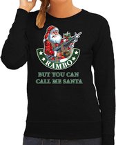 Foute Kerstsweater / Kersttrui Rambo but you can call me Santa zwart voor dames - Kerstkleding / Christmas outfit L