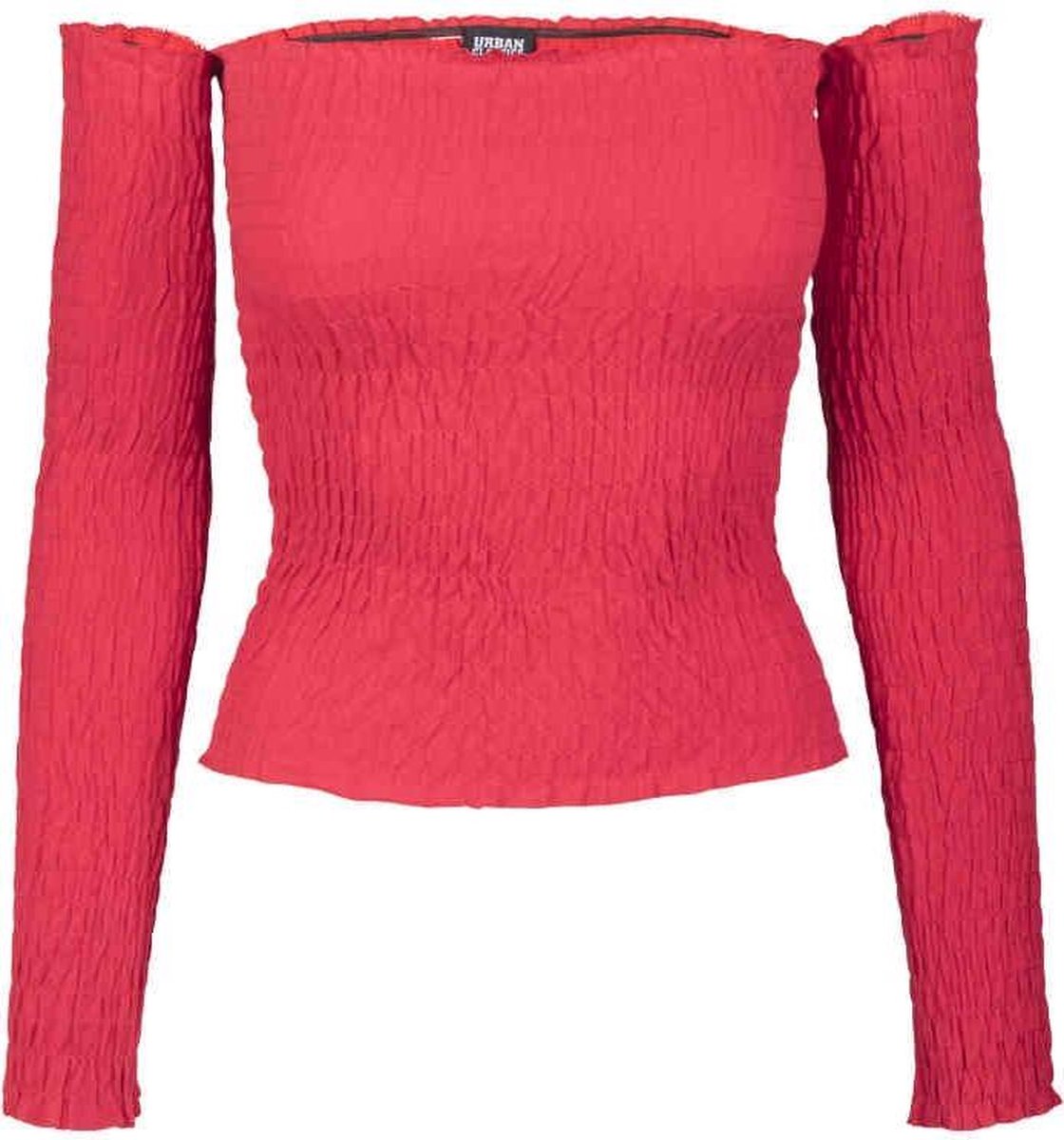 Urban Classics Longsleeve top -XL- Cold Shoulder Open schouder Rood